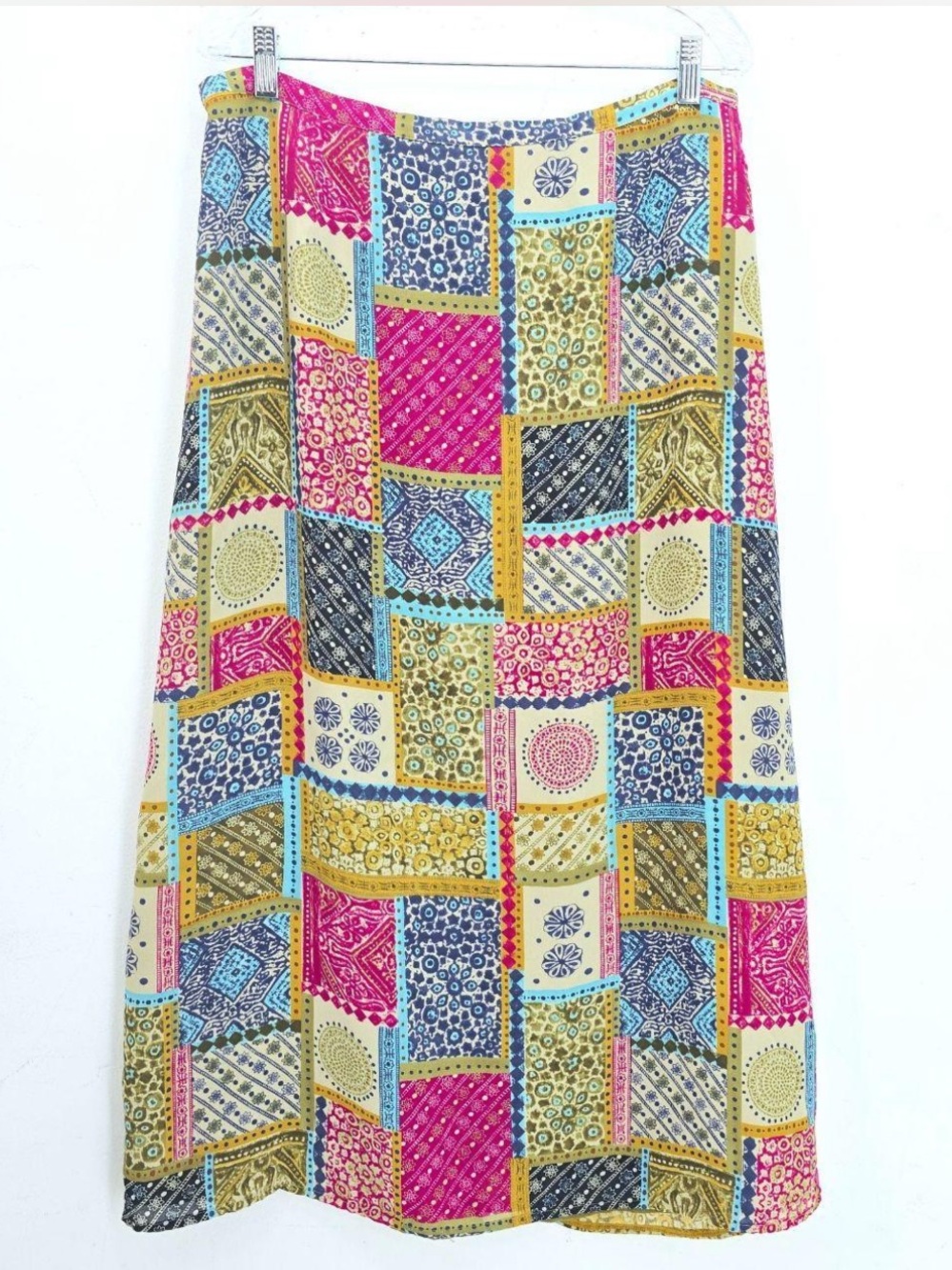 Emma James Patchwork Midi Skirt - Pink, Yellow, Blue, Cream, Black